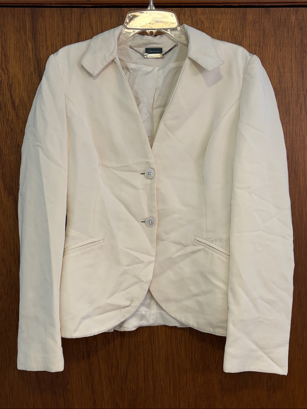 Alexander McQueen Ivory Cream Tailored Blazer Jacket Made in Italy Sz 40